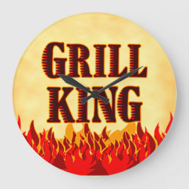 Grill King GRILLEN Flames Wall Clock Große Wanduhr