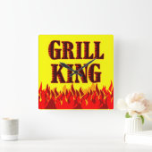Grill King GRILLEN Flames Wall Clock Quadratische Wanduhr (Zuhause)