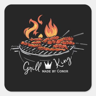 Grill King Koch Funny, Quadratischer Aufkleber
