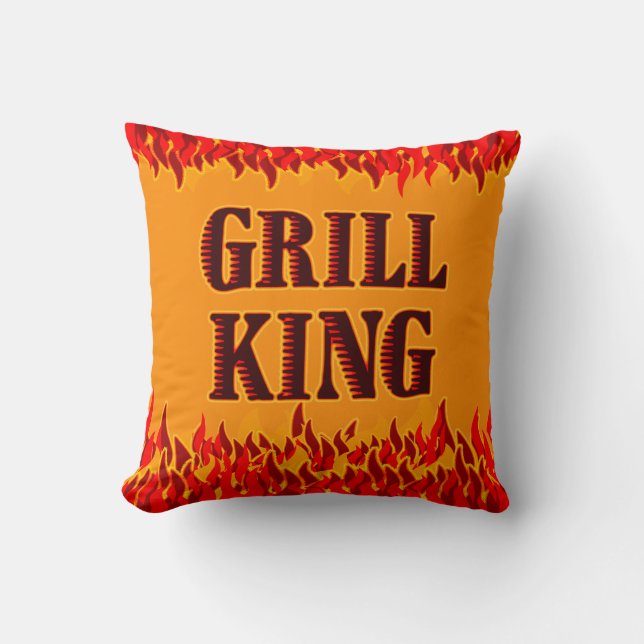 Grill King Red Flames BBQ Art Kissen (Vorderseite)