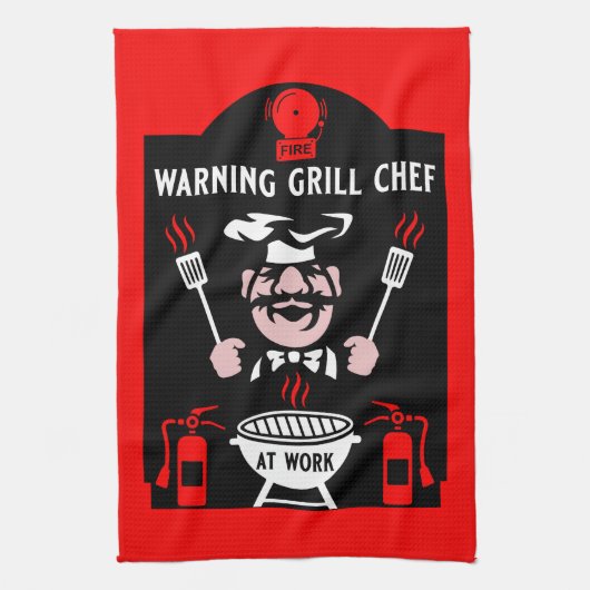 Grill-Koch-Geschenk Geschirrtuch (Vertikal)