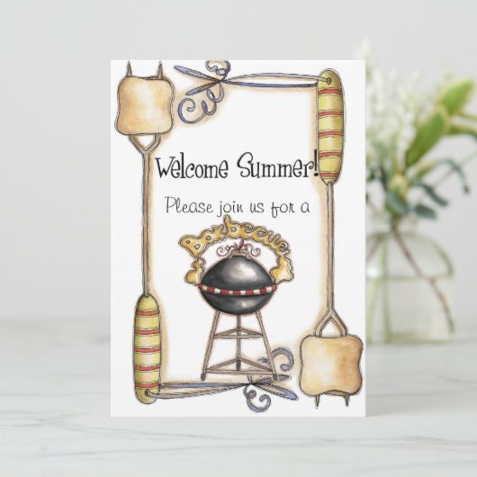 Grill lädt ein einladung (Stehend Vorderseite)