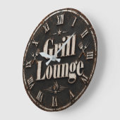 Grill Lounge Rustic BBQ Man Cave Grill Master Gift Große Wanduhr (Winkel)