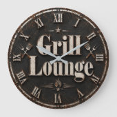 Grill Lounge Rustic BBQ Man Cave Grill Master Gift Große Wanduhr (Vorderseite)