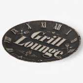 Grill Lounge Rustic BBQ Man Cave Grill Master Gift Pappteller (Schrägansicht)