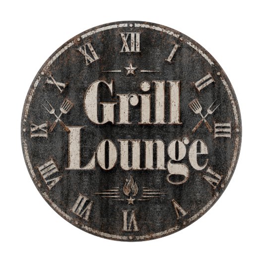 Grill Lounge Rustic BBQ Man Cave Grill Master Gift Schneidebrett (Vorderseite)