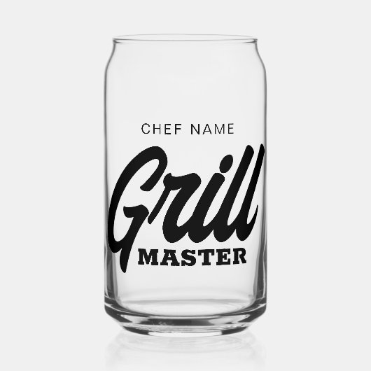 Grill Master can glass with custom BBQ chef name Dosenglas (Vorderseite)