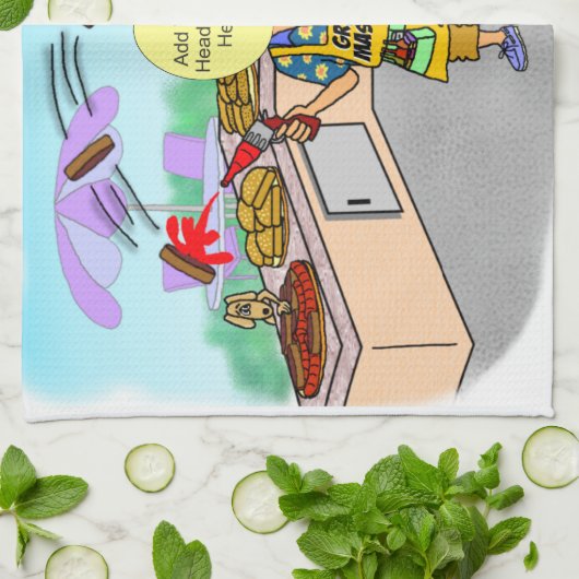 Grill Master Cartoon Geschirrtuch (Gefaltet)