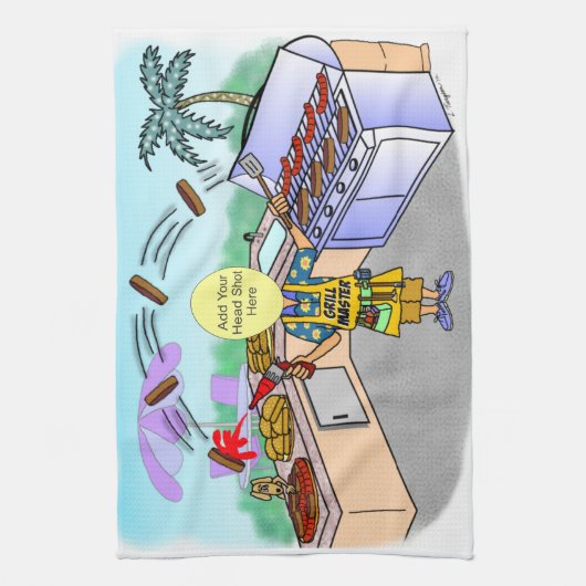 Grill Master Cartoon Geschirrtuch (Vertikal)