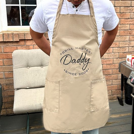 Grill Master Daddy Custom Year Personalisiert Lange Schürze