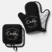 Grill Master Daddy Personalisiertes Jahr Ofenhandschuh & Topflappen-Set (Vorderseite/Rückseite)