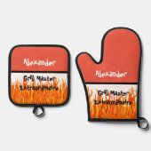 Grill Master Extraordinaire Ofenhandschuh & Topflappen-Set (Vorderseite)