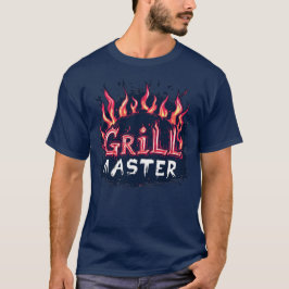 Grill Master Flaming Barbecue Cookout Typography T-Shirt