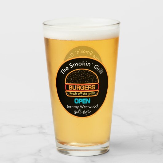 Grill Master Grill Pint Ber Glass Trinkbehälter Glas (Vorne (Gefüllt))