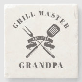 Grill Master Großvater Großvater Maßgeschneidert Steinuntersetzer (Vorderseite)
