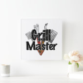 Grill Master mit GRILLEN Tools Quadratische Wanduhr (Zuhause)