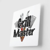 Grill Master mit GRILLEN Tools Quadratische Wanduhr (Winkel)