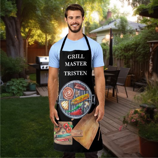 Grill Master Name Monogramm Grill BBQ   Schürze