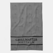 Grill Master Name Väter Tag Klassik Schwarz Geschirrtuch (Vertikal)