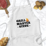 Grill Master Personalisiert Name Schürze für Männe<br><div class="desc">Grill Master Personalisiert Name Schürze für Männer. Funny Grill Meister Grillen Grillen Schürze für Männer. Personalisieren Sie dieses benutzerdefinierte Design mit Ihrem eigenen Namen oder Text.</div>