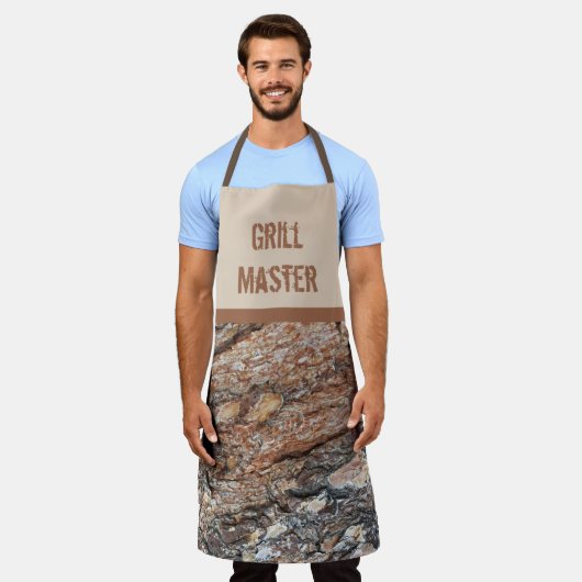 Grill Master Rustic Tree Bark Muster Foto Natur Schürze (Getragen)