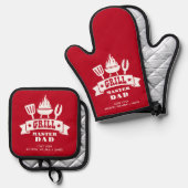 Grill Master Vater Red Ofenhandschuh & Topflappen-Set (Vorderseite/Rückseite)