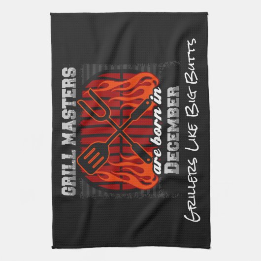 Grill Masters sind Geboren im Dezember Hinzufügen Küchentuch (Vertikal)