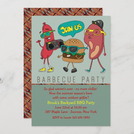 Grill Mates Barbecue Einladung (Vorne/Hinten)