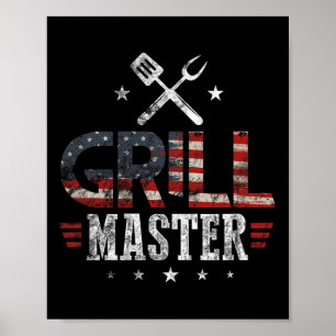 Grill Meister USA-Flagge Patriotischer Barbeque BB Poster