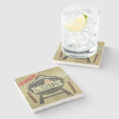 Grill-Menü Steinuntersetzer (Seitenansicht)