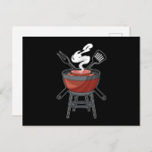 Grill mit Fleischgabel und Spatula Postkarte (Vorne/Hinten)
