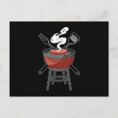 Grill mit Fleischgabel und Spatula Postkarte (Vorderseite)
