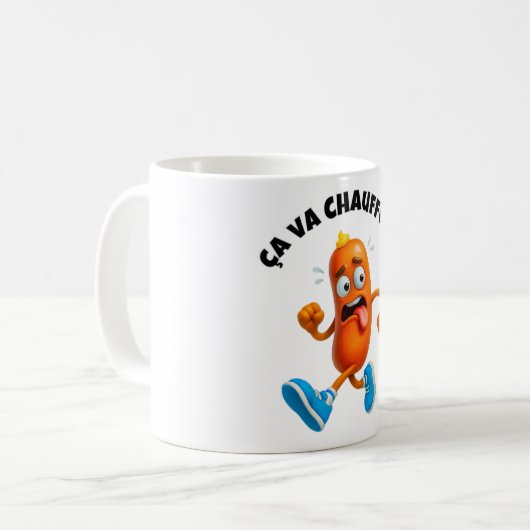 Grill mit Wurst: Es wird heiß! Kaffeetasse (Vorderseite Links)