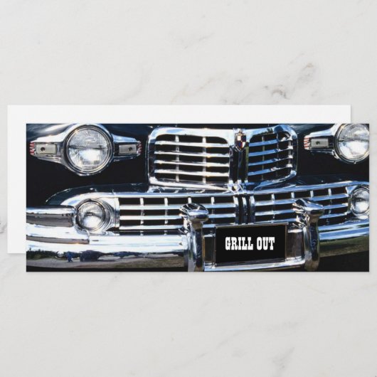 GRILL OUT PARTY CLASSIC AUTO ZEIGT AUTOINVITATION EINLADUNG (Vorne/Hinten)