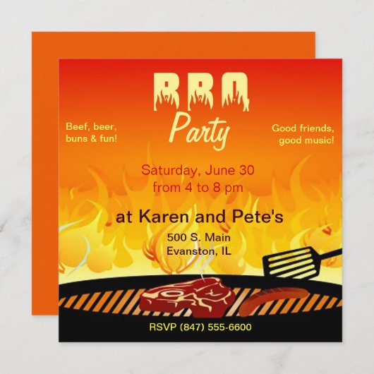 Grill-Party Einladung (Vorne/Hinten)