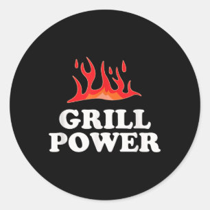 Grill Power - Funny Barbeque Grillen Slogan Sprich Runder Aufkleber