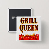 Grill Queen Funny GRILLEN Sprichwort Button (Vorne & Hinten)