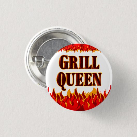 Grill Queen Funny GRILLEN Sprichwort Button (Vorne & Hinten)