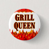 Grill Queen Funny GRILLEN Sprichwort Button (Vorderseite)