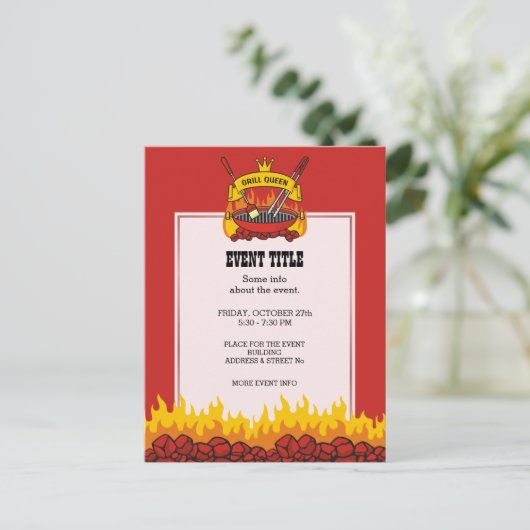 Grill Queen Postkarte (Stehend Vorderseite)