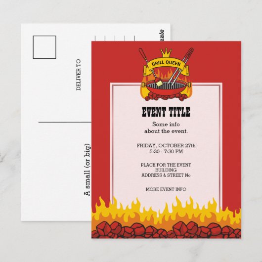 Grill Queen Postkarte (Vorne/Hinten)