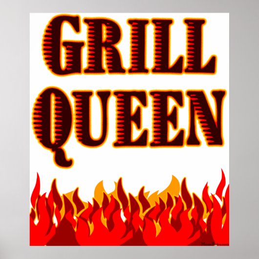 Grill Queen Red Flames GRILLEN Art Poster (Vorne)