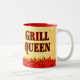 Grill Queen Red Flames GRILLEN Sprichwort Tasse
