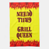 Grill Queen Red Flames GRILLEN Yellow Kittuch Handtuch (Vertikal)