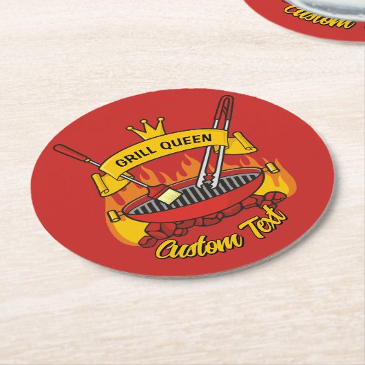 Grill Queen Runder Pappuntersetzer (Angewinkelt)