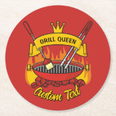 Grill Queen Runder Pappuntersetzer (Vorderseite)
