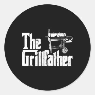 Grill-Räucherautomat und Grillkoch Grillvater Gegr Runder Aufkleber