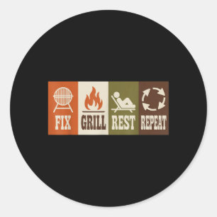Grill Rest Wiederholung Herren Vatertag Dad 2 Runder Aufkleber