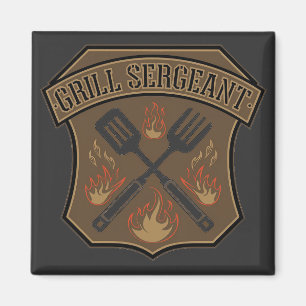 Grill Sergeant Abzeichen Design mit Spatel und Gab Magnet