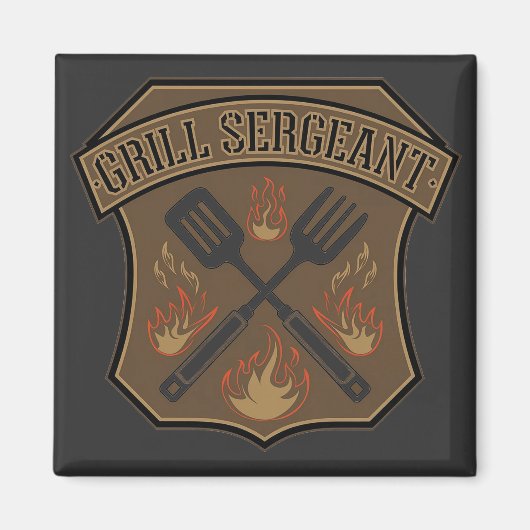 Grill Sergeant Abzeichen Design mit Spatel und Gab Magnet (Vorne)